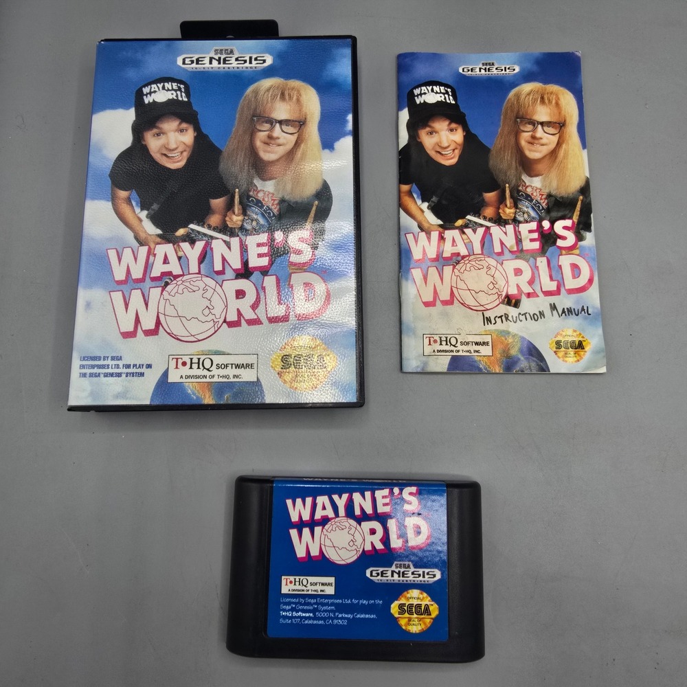 Wayne's World Sega Genesis CIB Game Cartridge OEM Case THQ Complete With Manual